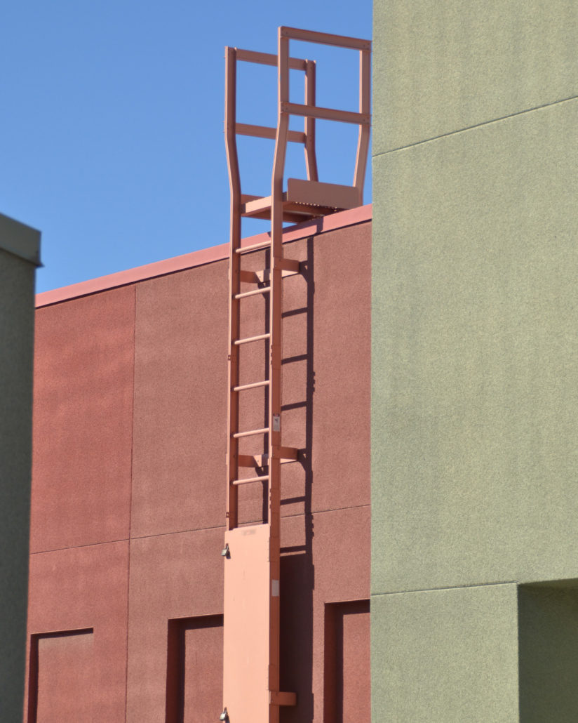 Aluminum Ladder on the exterior of a building